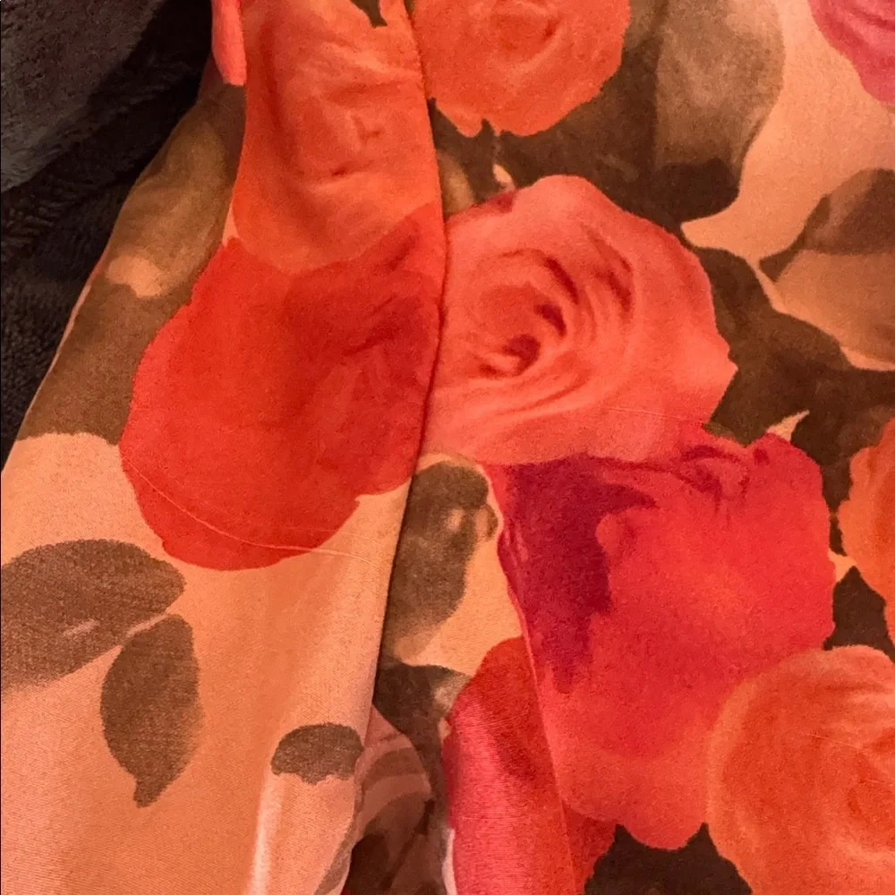 Anne Klein Statement Floral Pink 100% Silk  Long Blazer size 8